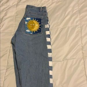 Ripped and painted mom jeans